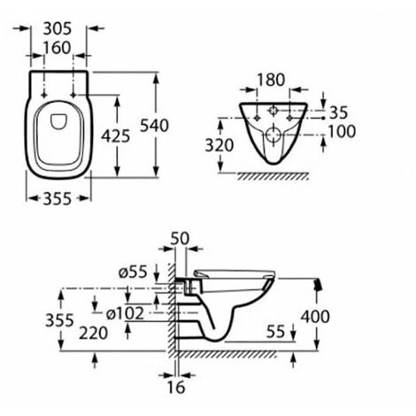 ROCA Pack Cuvette WC Susp DEBBA SQUARE Ss Bride/frein Chute - Blc 2 ROCA Pack Cuvette WC Susp DEBBA SQUARE Ss Bride/frein Chute - Blc – Image 2