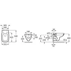 ROCA Pack Cuvette WC Susp DEBBA SQUARE Ss Bride/frein Chute - Blc 5 ROCA Pack Cuvette WC Susp DEBBA SQUARE Ss Bride/frein Chute - Blc -Roca Soldes Magasin 11274912 3