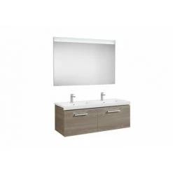 Pack Unik - Meuble 2 Tiroirs, Lavabo Double Et Miroir à LED 1200 Frene - ROCA A855934321