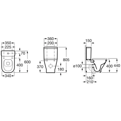Pack WC THE GAP Sortie Duale Cuvette Rimless, Réservoir Et Abattant Roca 3 Pack WC THE GAP Sortie Duale Cuvette Rimless, Réservoir Et Abattant Roca – Image 3