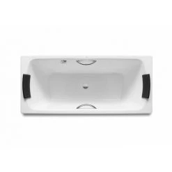 Baignoire Acier émaillée LUN PLUS Blanc 1800X800 Mm Avec Poignées En Métal Chromé - ROCA A221250001