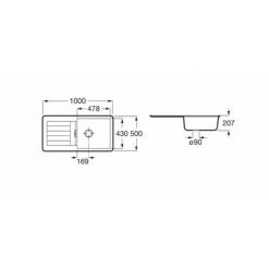 ROCA Oslo Evier Reversible 1 Cuve 1000 Noir - A880130940