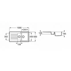ROCA Oslo Evier Reversible 2 Cuves 1000 Noir - A880170940