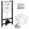 Roca Pack Bâti-support ROCA ACTIVE + WC Sans Bride Idevit Havana + Abattant Ultra Fin + Plaque Chrome Mat (RocaActiveHavana-2)