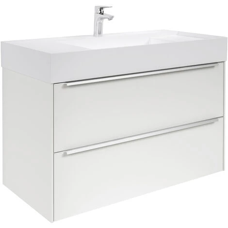Meuble Unik INSPIRA Roca 1000mm Et Lavabo - Blanc Brillant 1 Meuble Unik INSPIRA Roca 1000mm Et Lavabo - Blanc Brillant