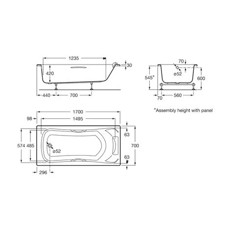 ROCA Baignoire Rectangulaire BeCool 1700 X 700 Mm BLANC 3 ROCA Baignoire Rectangulaire BeCool 1700 X 700 Mm BLANC – Image 3