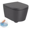 Roca Inspira Ensemble Cuvette Suspendue Compacte Sans Bride + Abattant Soft Close, Onyx (SetInspiraOnyx)