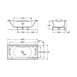 Baignoire Rectangulaire Hydromassage BeCool Total 1900 X 1100 Mm Blanc - Roca 5 Baignoire Rectangulaire Hydromassage BeCool Total 1900 X 1100 Mm Blanc - Roca -Roca Soldes Magasin 4025756 3