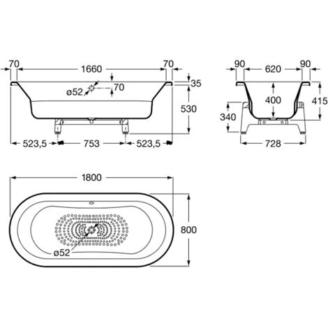 Baignoire En Acier ART PLUS 1800x800mm NOIR Sans Fond Anti-dérapant - Roca 3 Baignoire En Acier ART PLUS 1800x800mm NOIR Sans Fond Anti-dérapant - Roca – Image 3