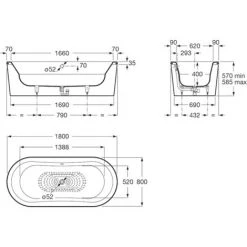 Baignoire En Acier DUO PLUS Roca Sans Antidérapant 5 Baignoire En Acier DUO PLUS Roca Sans Antidérapant -Roca Soldes Magasin 4077924 3