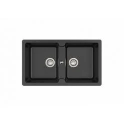 Bergen 85 2C Evier 2 Cuves Quarzex Noir - ROCA A880210940