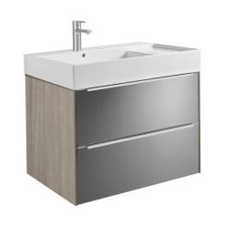 Meuble Unik INSPIRA 800 Mm Et Lavabo - Miroir Sombre/City Oak - Roca