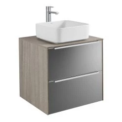 Meuble INSPIRA 600 Mm Pour Vasque à Poser INSPIRA - Miroir Sombre/City Oak - Roca