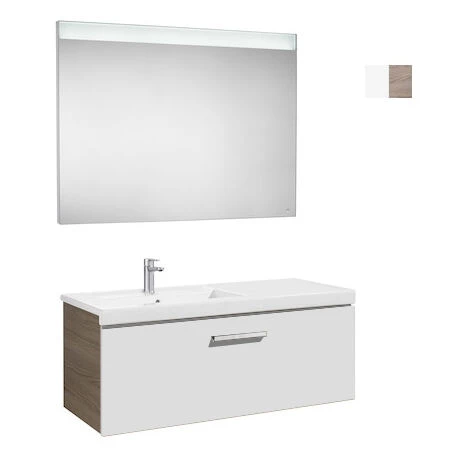 Pack Unik PRISMA 1100 Meuble 1 Tiroir Lavabo à Gauche Miroir LED - Blanc/Frêne - Roca 2 Pack Unik PRISMA 1100 Meuble 1 Tiroir Lavabo à Gauche Miroir LED - Blanc/Frêne - Roca – Image 2