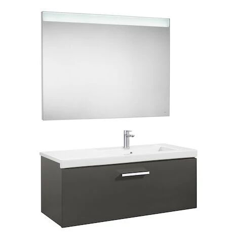 Pack Unik PRISMA 900 Meuble 1 Tiroir Lavabo à Droite Miroir LED-Gris - Roca 1 Pack Unik PRISMA 900 Meuble 1 Tiroir Lavabo à Droite Miroir LED-Gris - Roca