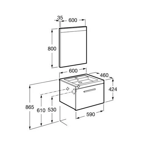Pack Unik PRISMA 600 Meuble 1 Tiroir Miroir LED - Gris Anthracite - Roca 2 Pack Unik PRISMA 600 Meuble 1 Tiroir Miroir LED - Gris Anthracite - Roca – Image 2