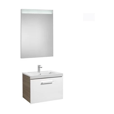 Pack Unik PRISMA 600 Meuble 1 Tiroir Miroir LED - Blanc / Frêne - Roca 1 Pack Unik PRISMA 600 Meuble 1 Tiroir Miroir LED - Blanc / Frêne - Roca