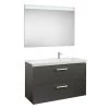 Pack Unik PRISMA 1100 Meuble 2 Tiroirs Lavabo à Droite Miroir LED - Gris Anthracite - Roca