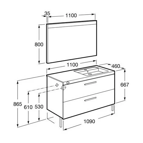 Pack Unik PRISMA 1100 Meuble 2 Tiroirs Lavabo à Droite Miroir LED - Gris Anthracite - Roca 2 Pack Unik PRISMA 1100 Meuble 2 Tiroirs Lavabo à Droite Miroir LED - Gris Anthracite - Roca – Image 2