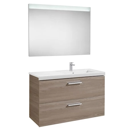 Pack Unik PRISMA 1100 Meuble 2 Tiroirs Lavabo à Droite Miroir LED - Frêne - Roca 1 Pack Unik PRISMA 1100 Meuble 2 Tiroirs Lavabo à Droite Miroir LED - Frêne - Roca