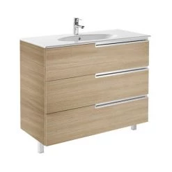Meuble Unik VICTORIA-N Family Oval 1000 - Meuble + Lavabo - Chêne Texturé - Roca