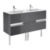 Meuble Unik VICTORIA-N Oval 1200 - Meuble + Lavabo - Gris Anthracite - Roca