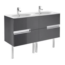 Meuble Unik VICTORIA-N Oval 1200 - Meuble + Lavabo - Gris Anthracite - Roca