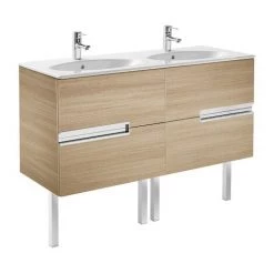 Meuble Unik VICTORIA-N Oval 1200 - Meuble + Lavabo - Chêne Texturé - Roca