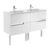 Meuble Unik VICTORIA-N Oval 1200 - Meuble + Lavabo - Blanc Brillant - Roca