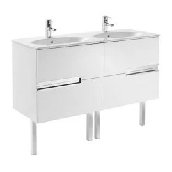 Meuble Unik VICTORIA-N Oval 1200 - Meuble + Lavabo - Blanc Brillant - Roca