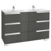 Meuble Unik VICTORIA-N Family 1200 - Meuble + Lavabo - Gris Anthracite - Roca