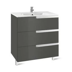 Meuble Unik VICTORIA-N Family 1000 - Meuble + Lavabo - Gris Anthracite - Roca