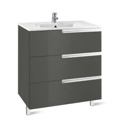 Meuble Unik VICTORIA-N Family 600 - Meuble + Lavabo - Gris Anthracite - Roca