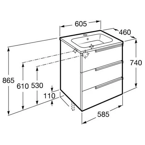 Meuble Unik VICTORIA-N Family 600 - Meuble + Lavabo - Gris Anthracite - Roca 2 Meuble Unik VICTORIA-N Family 600 - Meuble + Lavabo - Gris Anthracite - Roca – Image 2