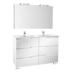 Pack Unik VICTORIA-N Family 1200 + Miroir + Applique - Blanc Brillant - Roca