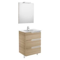 Pack Unik VICTORIA-N Family 600 + Miroir + Applique - Chêne Texturé - Roca