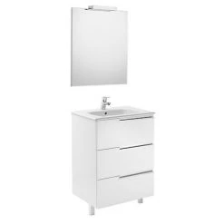 Pack Unik VICTORIA-N Family 600 + Miroir + Applique - Blanc Brillant - Roca