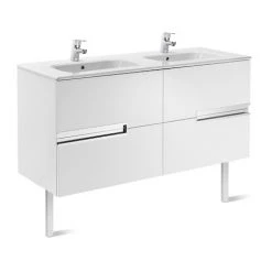 Meuble Unik VICTORIA-N 1200 - Meuble + Lavabo - Blanc Brillant - Roca