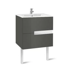 Meuble Unik VICTORIA-N 600 - Meuble + Lavabo - Gris Anthracite - Roca