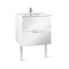 Meuble Unik VICTORIA-N 600 - Meuble + Lavabo - Blanc Brillant - Roca