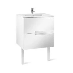 Meuble Unik VICTORIA-N 600 - Meuble + Lavabo - Blanc Brillant - Roca
