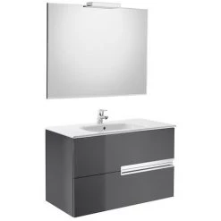 Pack Unik VICTORIA-N 1000 + Miroir + Applique - Gris Anthracite - Roca