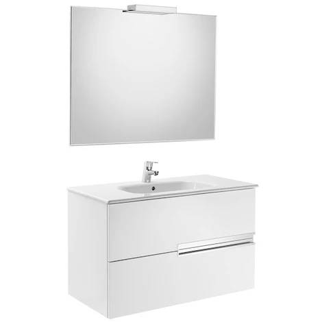 Pack Unik VICTORIA-N 1000 + Miroir + Applique - Blanc Brillant - Roca 1 Pack Unik VICTORIA-N 1000 + Miroir + Applique - Blanc Brillant - Roca
