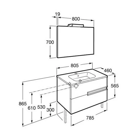 Pack Unik VICTORIA-N 800 + Miroir + Applique - Wengé Texturé - Roca 2 Pack Unik VICTORIA-N 800 + Miroir + Applique - Wengé Texturé - Roca – Image 2