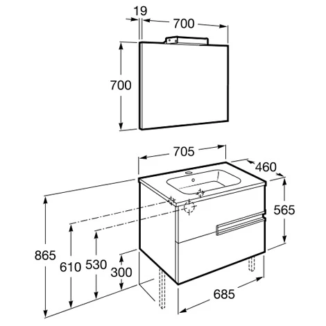 Pack Unik VICTORIA-N 700 + Miroir + Applique - Wengé Texturé - Roca 2 Pack Unik VICTORIA-N 700 + Miroir + Applique - Wengé Texturé - Roca – Image 2