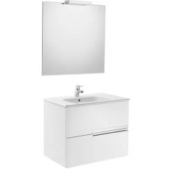 Pack Unik VICTORIA-N 700 + Miroir + Applique - Blanc Brillant - Roca