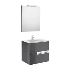 Pack Unik VICTORIA-N 600 + Miroir + Applique - Gris Anthracite - Roca