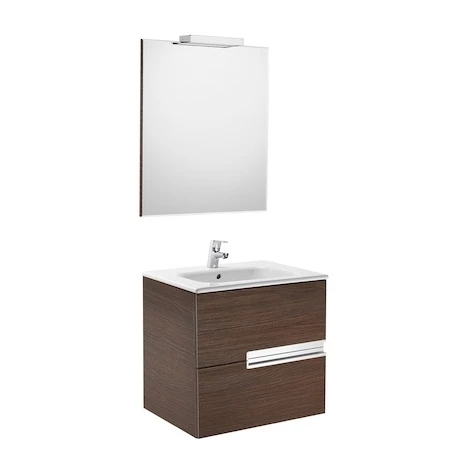 Pack Unik VICTORIA-N 600 + Miroir + Applique - Wengé Texturé - Roca 1 Pack Unik VICTORIA-N 600 + Miroir + Applique - Wengé Texturé - Roca