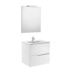 Pack Unik VICTORIA-N 600 + Miroir + Applique - Blanc Brillant - Roca