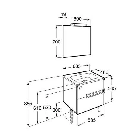 Pack Unik VICTORIA-N 600 + Miroir + Applique - Blanc Brillant - Roca 2 Pack Unik VICTORIA-N 600 + Miroir + Applique - Blanc Brillant - Roca – Image 2